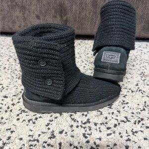 UGG Women’s Classic Cardy Black Knit FoldOver boots